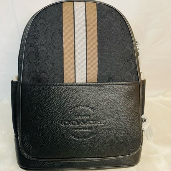 NWT Thompson Backpack In Signature Jacquard with Varsity Stripe - Picture 7 of 10